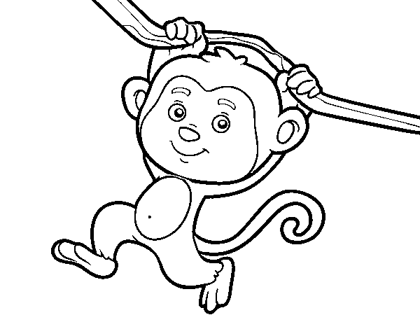 Dibuix de Mono penjat d'una branca per Pintar on-line