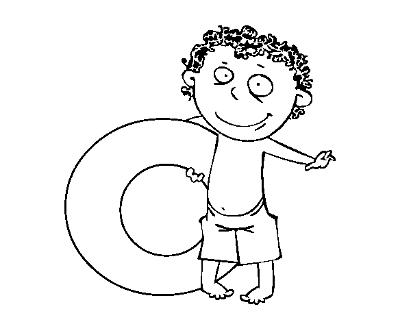 Dibuix de Nen amb flotador per Pintar on-line