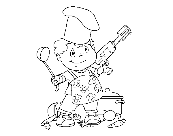 Dibuix de Nen cuiner per Pintar on-line