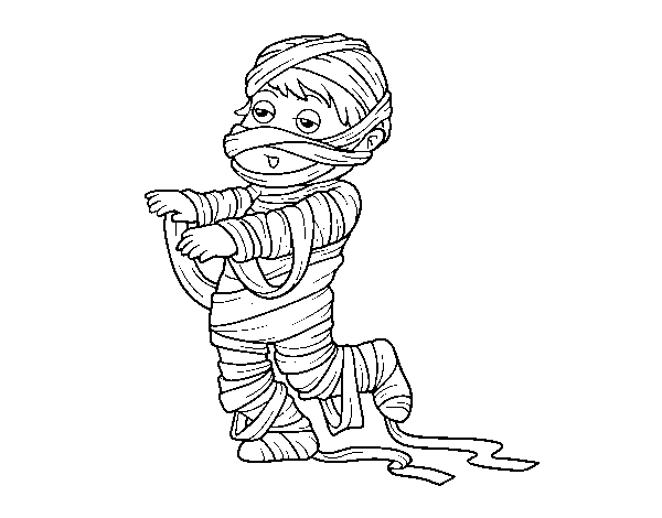 Dibuix de Nen disfressat de mòmia per Pintar on-line
