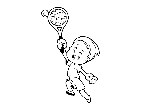 Dibuix de Nen jugant a tennis per Pintar on-line