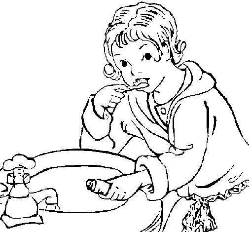 Dibuix de Nen rentant-se les dents per Pintar on-line