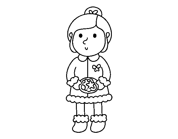 Dibuix de Nena amb galetes per Pintar on-line