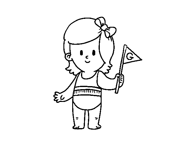 Dibuix de Nena amb la bandera per Pintar on-line
