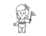 Dibuix de Nena amb la bandera per pintar