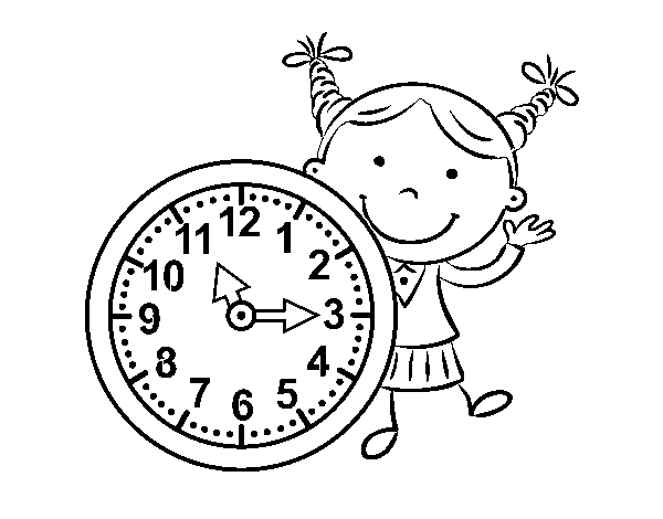 Dibuix de Nena amb rellotge per Pintar on-line