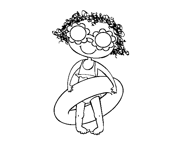 Dibuix de Nena amb ulleres florals per Pintar on-line