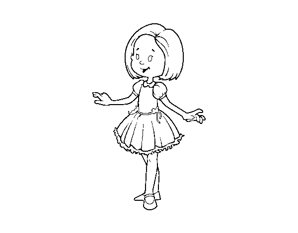Dibuix de Nena amb vestit de princesa per Pintar on-line