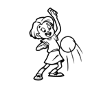 Dibuix de Nena botant la pilota per pintar