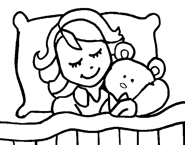 Dibuix de Nena dormint per Pintar on-line