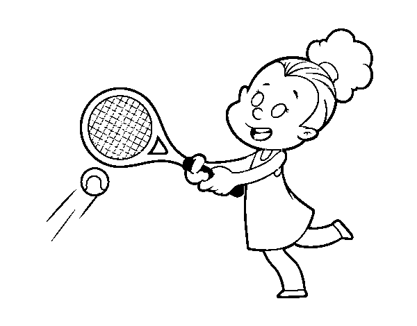 Dibuix de Nena jugant a tennis per Pintar on-line