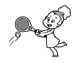 Dibuix de Nena jugant a tennis per pintar