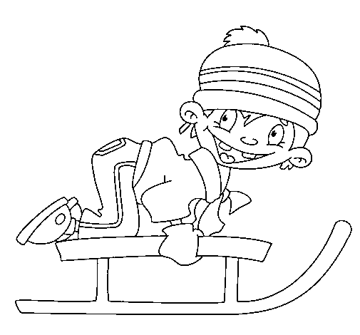Dibuix de Nens baixant per la neu II per Pintar on-line