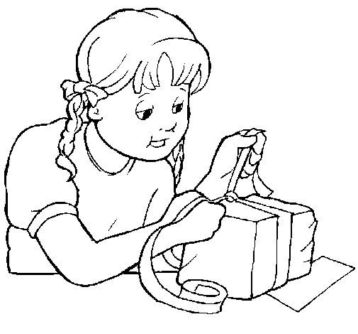 Dibuix de Nens embolicant un regalo per Pintar on-line