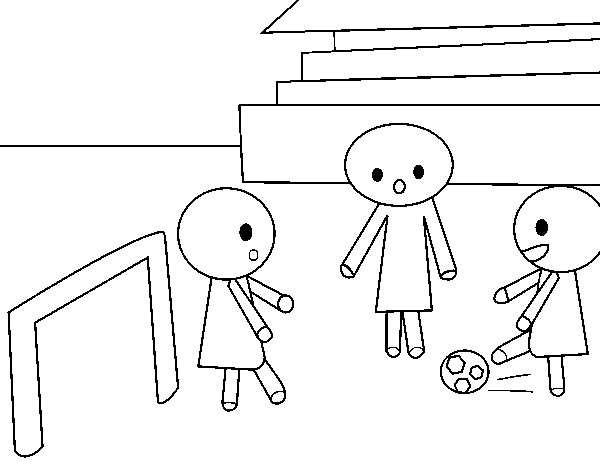 Dibuix de Nens jugant a futbol per Pintar on-line