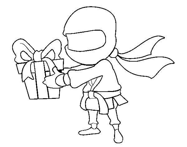 Dibuix de Ninja amb un regal per Pintar on-line