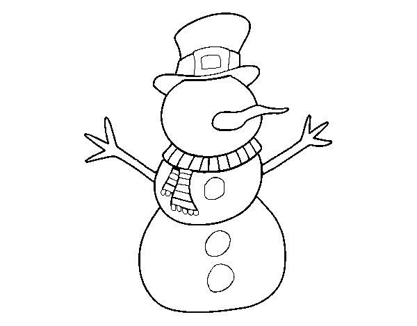Dibuix de Ninot de neu amb barret per Pintar on-line