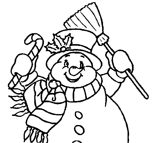 Dibuix de Ninot de neu amb bufanda  per Pintar on-line
