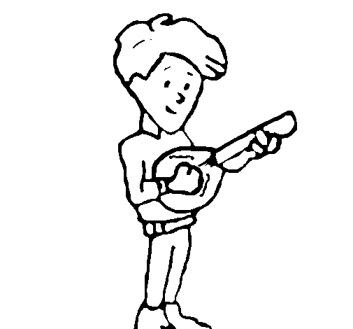 Dibuix de Noi amb la mandolina per Pintar on-line