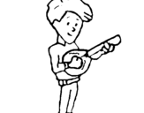 Dibuix de Noi amb la mandolina per pintar