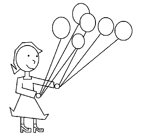 Dibuix de Noia amb globus  per Pintar on-line