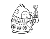 Dibuix de Ocellet prenent un tè per pintar