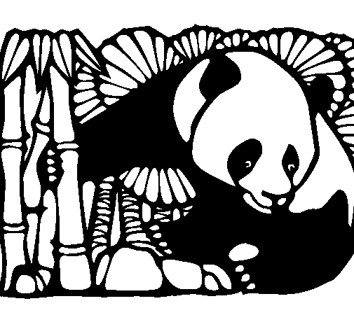 Dibuix de Ós Panda i Bambú per Pintar on-line