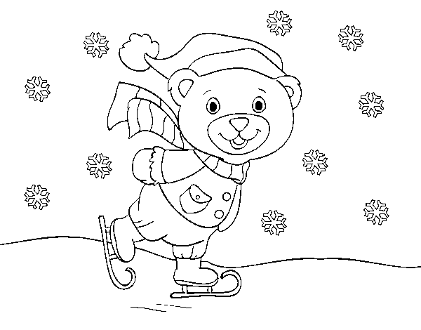 Dibuix de Osset patinant nadalenc per Pintar on-line