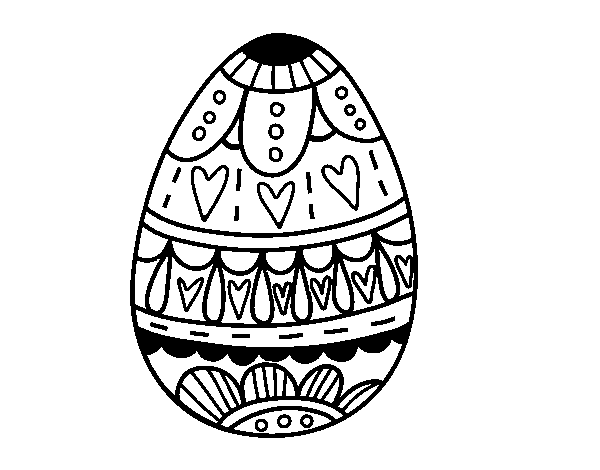 Dibuix de Ou de Pasqua amb cors per Pintar on-line