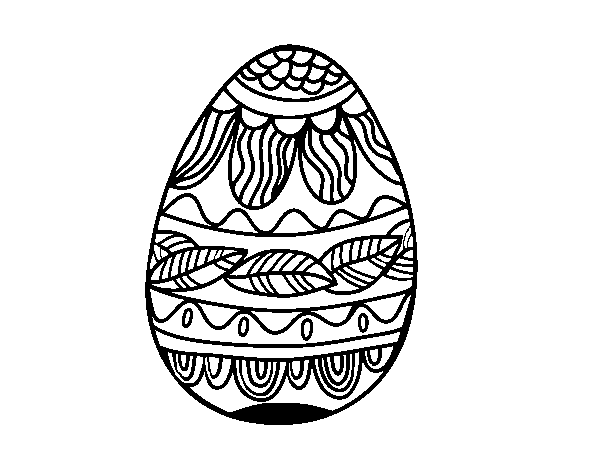 Dibuix de Ou de Pasqua amb estampats vegetals per Pintar on-line