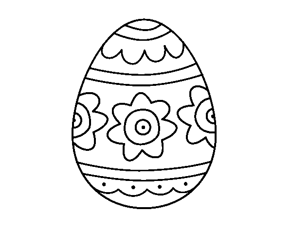 Dibuix de Ou de Pasqua amb flors per Pintar on-line