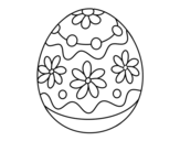 Dibuix de Ou de Pasqua casolà amb flors per pintar