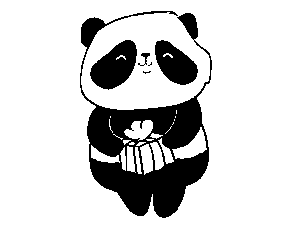 Dibuix de Panda amb regal per Pintar on-line
