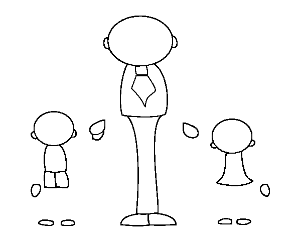 Dibuix de Pare amb els seus fills per Pintar on-line