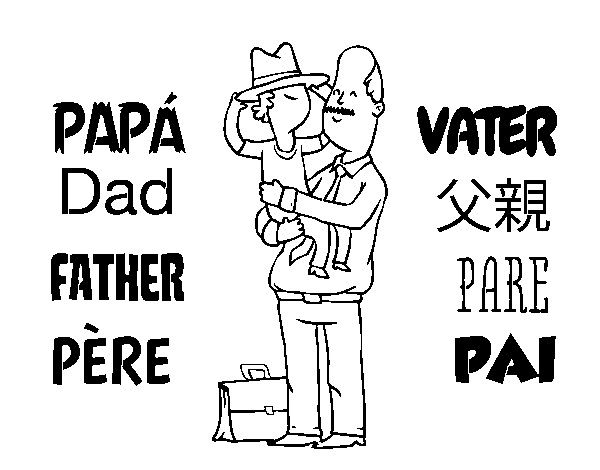 Dibuix de Pare i fill amb barret per Pintar on-line