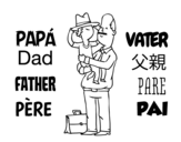 Dibuix de Pare i fill amb barret per pintar