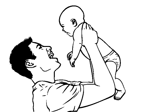 Dibuix de Pare i nadó per Pintar on-line