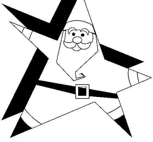Dibuix de Pare Noel en forma d'estrella  per Pintar on-line
