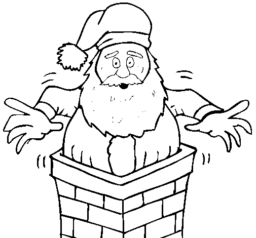 Dibuix de Pare Noel en la xemeneia  per Pintar on-line