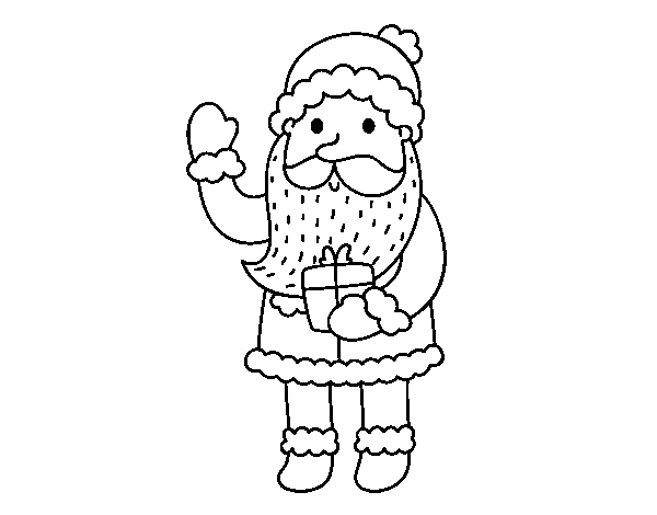 Dibuix de Pare Noel i el seu regal per Pintar on-line