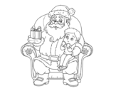 Dibuix de Pare Noel i nen per Nadal per pintar