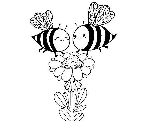 Dibuix de Parella d'abelles per Pintar on-line