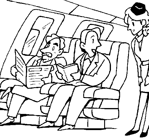Dibuix de Passatgers en l'avió per Pintar on-line
