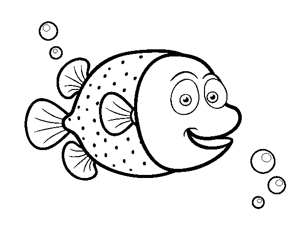 Dibuix de Peix globus de punts blancs per Pintar on-line
