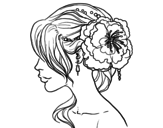 Dibuix de Pentinat de casament amb flor per pintar
