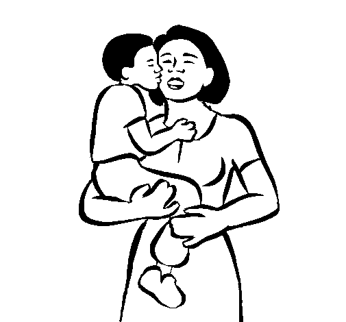 Dibuix de Petó maternal  per Pintar on-line