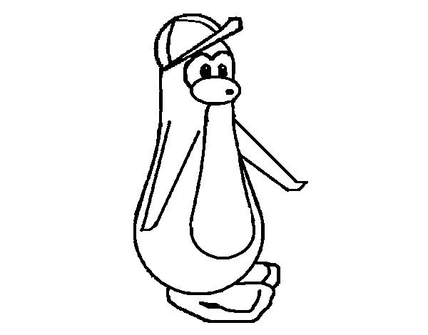 Dibuix de Pingüí amb gorra per Pintar on-line