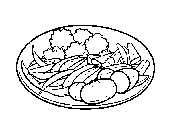 Dibuix de Plat de verdures per Pintar on-line