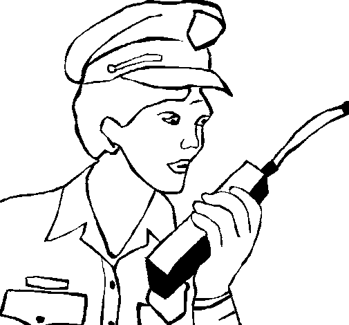 Dibuix de Policia amb el walkie per Pintar on-line