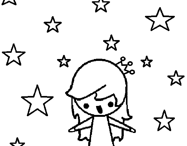 Dibuix de Princesa amb estrelles per Pintar on-line